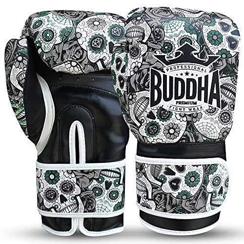 BUDDHA FIGHT WEAR – Mexikanische Boxhandschuhe – Muay Thai – Kickboxen – hochwertiges Kunstleder – GS-3-Innenpolsterung – Aufprallschutz – Farbe Schwarz – Größe 14 Oz BUDDHA FIGHT WEAR – Mexikanische Boxhandschuhe – Muay Thai – Kickboxen – hochwertiges Kunstleder – GS-3-Innenpolsterung – Aufprallschutz – Farbe Schwarz – Größe 14 Oz von Buddha Fight Wear