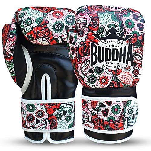 Buddha Fight Wear – Mexikanische Boxhandschuhe – Muay Thai – Kickboxen – hochwertiges Kunstleder – GS-3-Innenpolsterung – Aufprallschutz – rote Farbe – Größe 16 Oz von Buddha Fight Wear