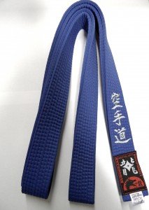 Budodrake Blaugurt Bestickt mit Karate-Do (Bestickung in Silber) Karategürtel blau bestickter Karategurt (280) von Budodrake