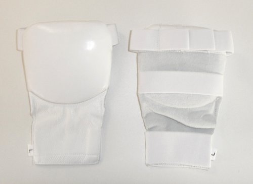 Budodrake Karate-Faustschützer, flach Echtleder (weiß, rot, blau) Faustschutz Handschützer (weiß, S) von Budodrake