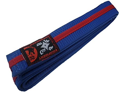 Karategürtel blau, roter Mittelstreifen Judogürtel Taekwondogürtel (200) von Budodrake