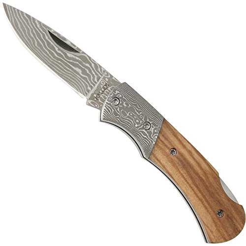 Haller Unisex – Erwachsene Damast-Taschenmesser Olivenholzgriff, braun, one Size Haller Unisex – Erwachsene Damast-Taschenmesser Olivenholzgriff, braun, one Size von Budoten