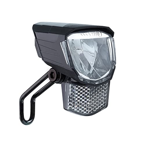 BÜCHEL Tour Dynamo Lampe mit Standlicht und StVZO Zulassung I 45 LUX Fahrradlampe vorne, LED Standlicht, Fahrrad Scheinwerfer, LED Fahrradlicht vorne von Büchel