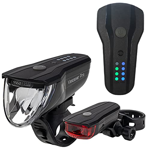 Büchel Fahrradlicht - Vancouver Pro I StVZO zugelassenes aufladbar I 70/30/15 LUX Leuchstärke, bis zu 8,5h Akkulaufzeit, Set, LED Licht von Büchel