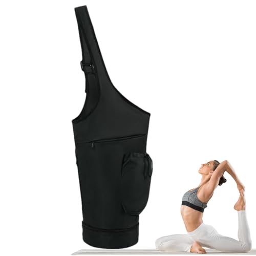 Buerfu Yogamatten-Tasche | schwarze Nylon-bequeme Yogamatten-Tasche, Aufbewahrungstasche mit Reißverschluss, große Kapazität, Matten-Tasche für Fitnessstudio, Yoga-Kurse, Kurzreisen, Reisen von Buerfu