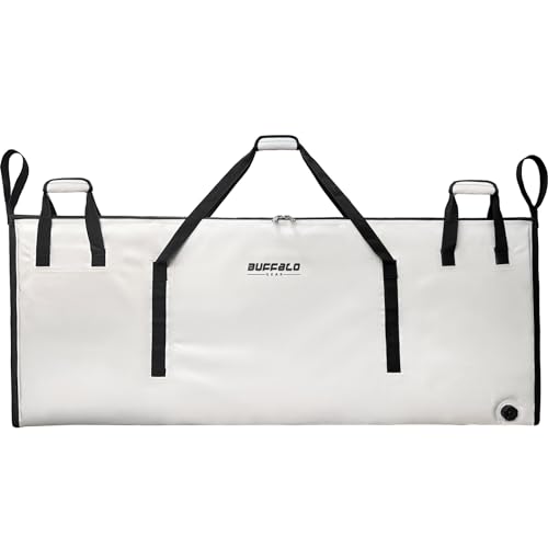 Buffalo Gear Isolierte Fisch-Kühltasche, 152,4 x 61,1 cm, auslaufsichere Fischtötung, große tragbare wasserdichte Fischtasche, weiß, hält eiskalt mehr als 24 Stunden (weiß) von Buffalo Gear