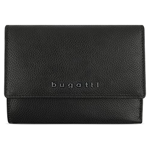 bugatti Bella Überschlag-Damenbörse mit RFID-Schutz, Geldbörse aus echtem Leder in schwarz bugatti Bella Überschlag-Damenbörse mit RFID-Schutz, Geldbörse aus echtem Leder in schwarz von bugatti