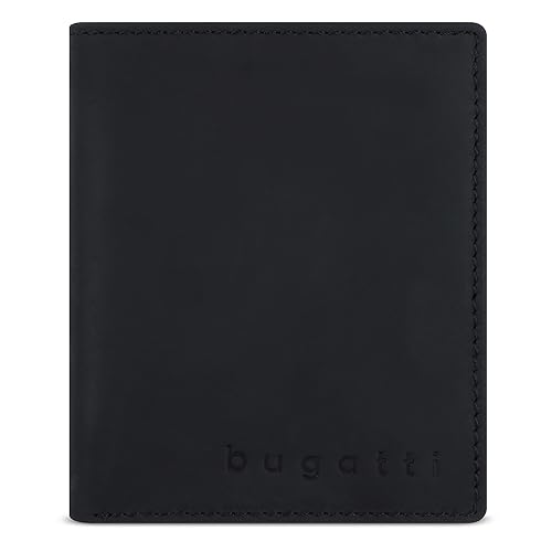 bugatti Luca Portemonnaie mit Klappe und RFID-Schutz, Geldbörse aus echtem Leder, schwarz von bugatti