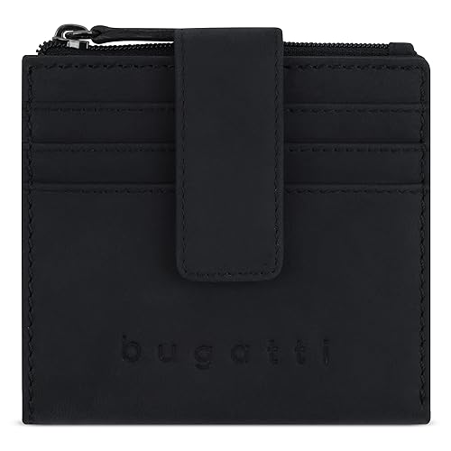 bugatti Luca kleines Portemonnaie mit RFID-Schutz, Mini-Geldbörse aus Leder in schwarz von bugatti