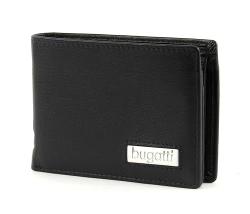 bugatti City Line Coin Wallet with Flap 4 CC Metal Logo Black von bugatti