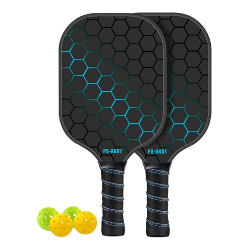 Pickle Ball Paddles, Paddle Set, Pickle Ball Kit Paddle Ball Rackets, Pickle Ball Set, Fiberglass Pickle Ball Paddles with 4 Pickle Balls, Pickle Ball Racket for Kids, Adults, Family von Buhyujkm