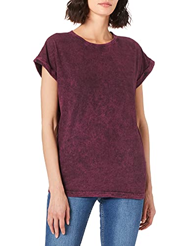 Build Your Brand Damen BY053-Ladies Acid Washed Extended Shoulder Tee T-Shirt, Berry Black, XS von Build Your Brand