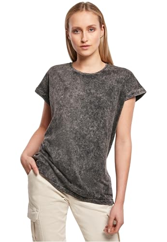 Build Your Brand Damen BY053-Ladies Acid Washed Extended Shoulder Tee T-Shirt, Darkgrey White, L von Build Your Brand