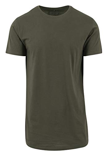 Build Your Brand Herren Shaped Long Tee T-Shirt, Olive, M von Build Your Brand