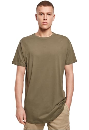 Build Your Brand Herren Shaped Long Tee T-Shirt, Olive, M von Build Your Brand