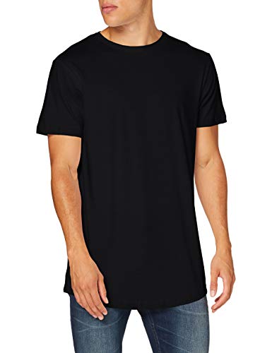 Build Your Brand Herren Shaped Long Tee T-Shirt, schwarz, XL (Packung mit 2) von Build Your Brand