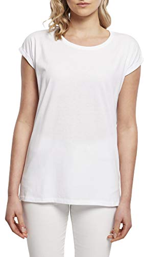 Build Your Brand Ladies Extended Shoulder Tee, L, White von Build Your Brand