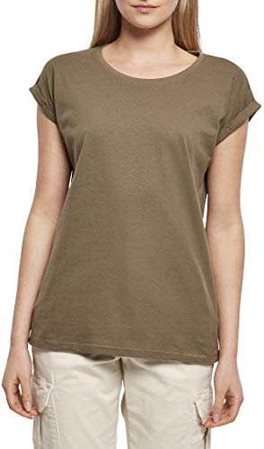 Build Your Brand Damen Ladies Extended Shoulder Tee T-Shirt, Olive, S EU von Build Your Brand