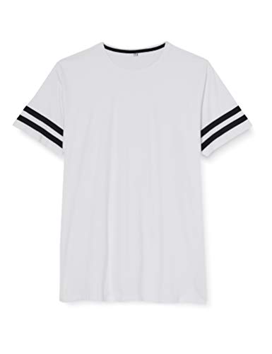 Build Your Brand Men's BY032-Stripe Jersey Tee T-Shirt, wht/blk, M von Build Your Brand