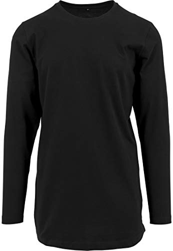 Build Your Brand Men's BY029-Long Shaped Longsleeve T-Shirt, Black, XL von Build Your Brand