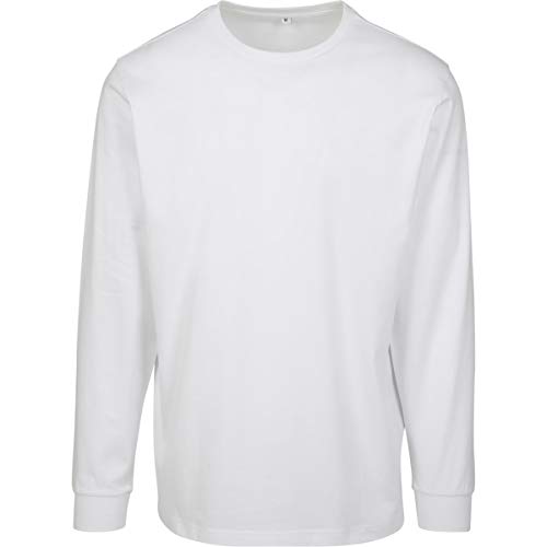 Build Your Brand Men's Longsleeve With Cuffrib T-Shirt, white, L von Build Your Brand