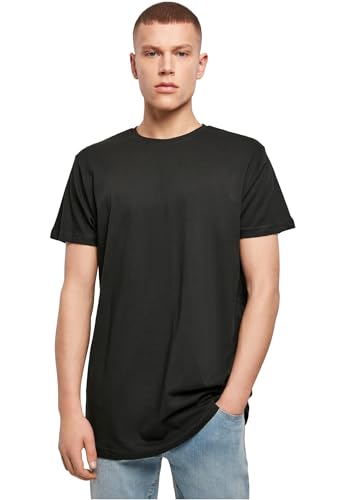 Build Your Brand Herren Shaped Long Tee T-Shirt, Schwarz, L EU von Build Your Brand