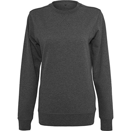 Build Your Brand Women's BY025-Ladies Light Crewneck Sweater, charcoal, XS von Build Your Brand