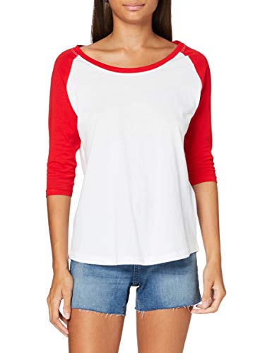 Build Your Brand Damen Damer 3/4 kontrast raglan te T Shirt, White/Red, XL EU von Build Your Brand