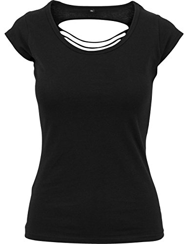 Build Your Brand Women's BY035-Ladies Back Cut Tee T-Shirt, Black, L von Build Your Brand