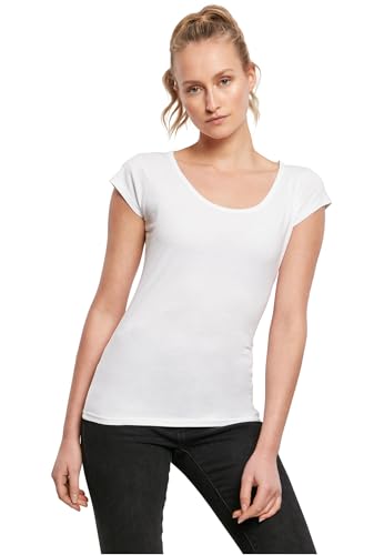 Build Your Brand Women's BY035-Ladies Back Cut Tee T-Shirt, White, L von Build Your Brand