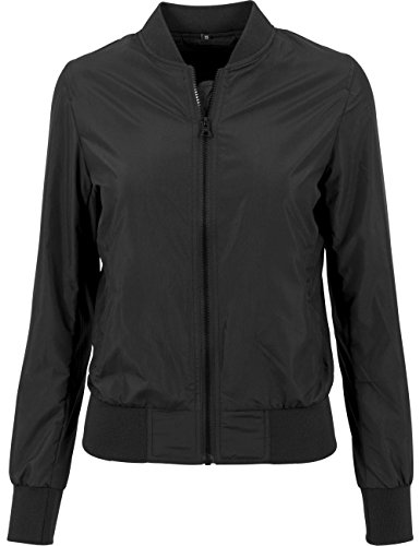 Build Your Brand Women's BY044-Ladies Nylon Bomber Jacket Ladies, Black, M von Build Your Brand