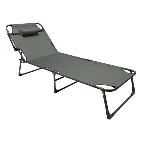 Bukeey Schwarz Klappbar Campingbett, Einstellbare Klappbett Campingliege Faltbar mit Seitentasche Gästebett mit Augenschirm, für Outdoor Reise Wandern Camping 191 * 68 * 30cm von Bukeey