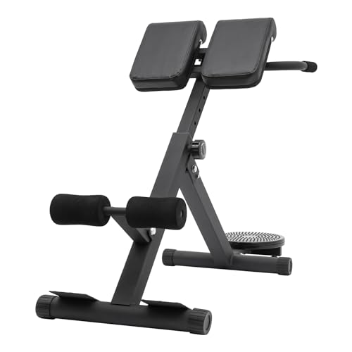 Schwarz Multifunktionale Bauchbank, Fitness Hyperextension Stuhl Bank Einstellbarer Kissenabstand 10-65mm mit Anti-Rutsch-Füße, für Wohnungen Fitnessstudios 117*55.5*68.8-86cm von Bukeey