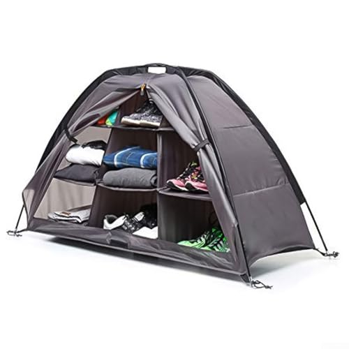 Bulevisiter Faltbarer Outdoor-Schuhschrank, Campingschuh-Organizer mit 9 Ablagen für Wohnmobil, Zelt-Organisation, Aufbewahrung (grau) von Bulevisiter