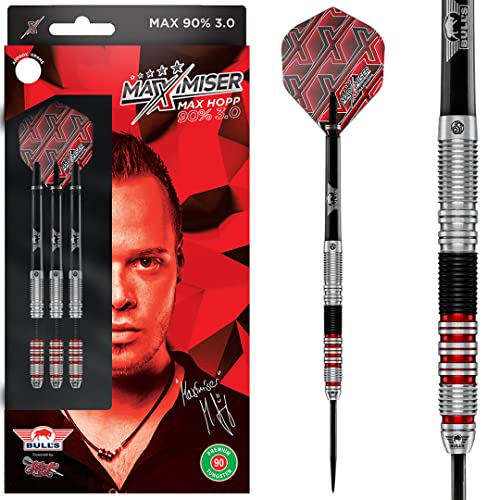 Bull's Steel Darts Bull´s Powered by Shot Darts Max HOPP 90% Max90 3.0 Gen 3 Steeltip Darts Steeldart (24 Gramm) von BULL'S