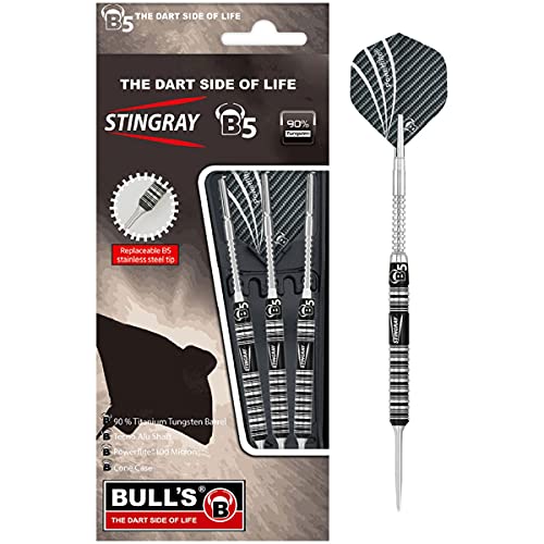 BULL'S Stingray-B5 ST1 Steel Dart, Schwarz/Silber, 22 g von Bull's