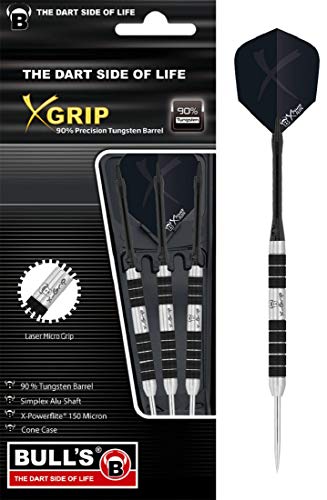 BULL'S X-Grip X2 Steel Dart 24g, Schwarz/Silber von Bull's