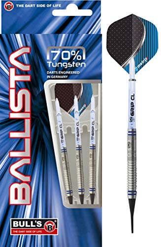 Ballista Soft Dart, sehr guter Einsteigerdart aus 70 % Tungsten, Dartset aus 3 Dartpfeilen, gradlinig & angenehmer Grip, der Dart für jedermann. Moderne Optik mit transparentem Schaft. von Bull's