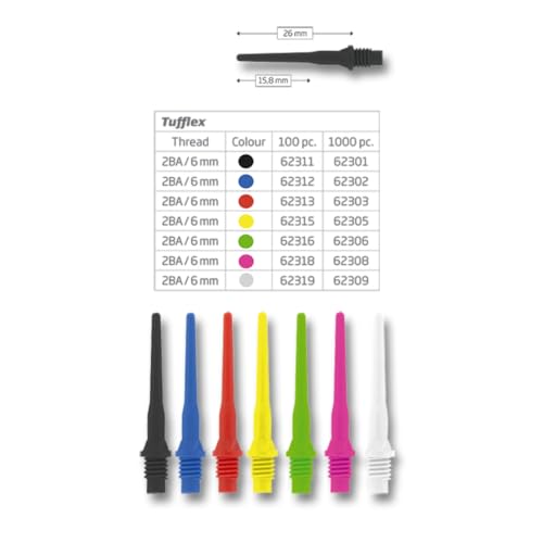 Bull's Tufflex Soft Tips 6mm 2BA Schwarz, 1000 Stück Bull's Tufflex Soft Tips 6mm 2BA Schwarz, 1000 Stück von Bull's