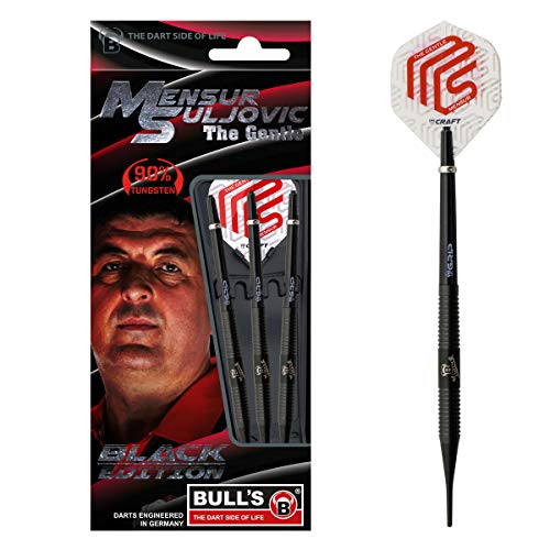 Bull's Unisex – Erwachsene Mensur Suljovic Soft Dart, Black Edition, Tungsten 18g, Silber Bull's Unisex – Erwachsene Mensur Suljovic Soft Dart, Black Edition, Tungsten 18g, Silber von Bull's