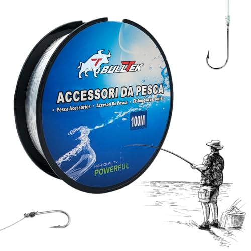 Angelschnur, Nylon, 100 m, 0,3 mm – 9,6 kg, Monofil, Spule Angelschnur, reißfest, transparent, für Meer, Fluss, See Angelschnur, Nylon, 100 m, 0,3 mm – 9,6 kg, Monofil, Spule Angelschnur, reißfest, transparent, für Meer, Fluss, See von BullTek