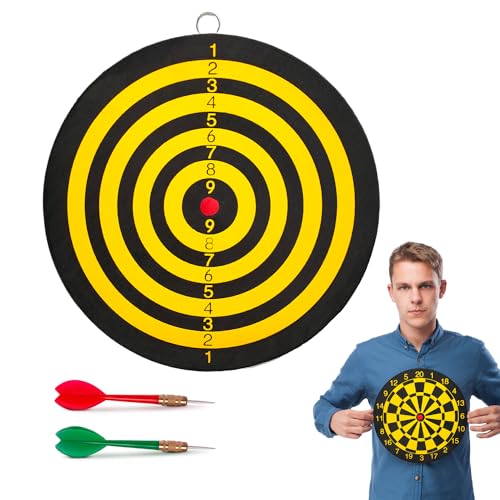 BullTek Dartspiel Dartscheibe klein 22,5 cm Zielschießen doppelseitige Rückwand für Erwachsene und Kinder mit 2 Stahlpfeilen Dartboard Gelb Schwarz Rund Haus zum Aufhängen an der Wand, Bers225 BullTek Dartspiel Dartscheibe klein 22,5 cm Zielschießen doppelseitige Rückwand für Erwachsene und Kinder mit 2 Stahlpfeilen Dartboard Gelb Schwarz Rund Haus zum Aufhängen an der Wand, Bers225 von BullTek