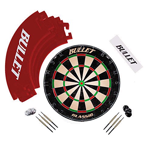 Bullet - Großes Darts Turnier Set - Inklusive Dartscheibe, 6 Steeldarts, Eva Surround Ring, Wurflinie Komplettset Rot von BULLET-Darts