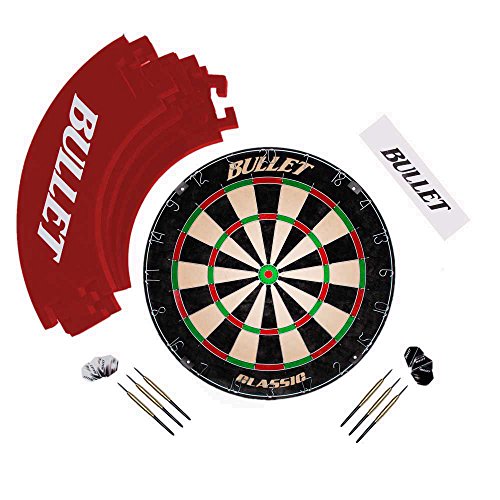 Bullet - Großes Darts Turnier Set - Inklusive Dartscheibe, 6 Steeldarts, Eva Surround Ring, Wurflinie Komplettset Rot Bullet - Großes Darts Turnier Set - Inklusive Dartscheibe, 6 Steeldarts, Eva Surround Ring, Wurflinie Komplettset Rot von BULLET-Darts