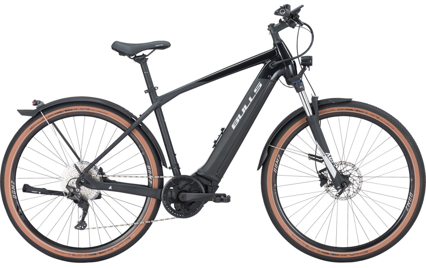 Herren e-Bike  Bulls Cross Rider EVO 1 Herren schwarz (Akkukapazität: Bosch 400 Wh / Rahmenhöhe Bulls 28": 45 cm | Körpergr. 150 - 160 cm) von Bulls