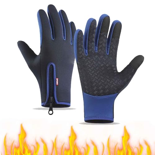 Bupmnd Frostfit - Thermo Handschuhe Fahrrad, Fahrrad-Thermohandschuhe Winter Herren, Thermo Handschuhe Herren Frostfit Für Outdoor (Blau, S) von Bupmnd