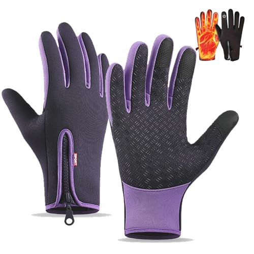 Bupmnd Sageholm Handschuhe, Sageholm wasserdichte Und Winddichte Thermohandschuhe, Radfahr, Lauf- Und Autohandschuhe (Purple, XL) von Bupmnd