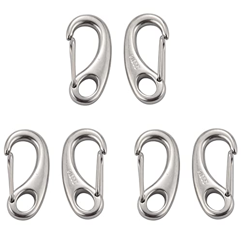 Bureau 6 Stücke Boot Marine Edelstahl Ei Form Karabiner Haken Clips Quick Carabiner Außen Schnalle von Bureau