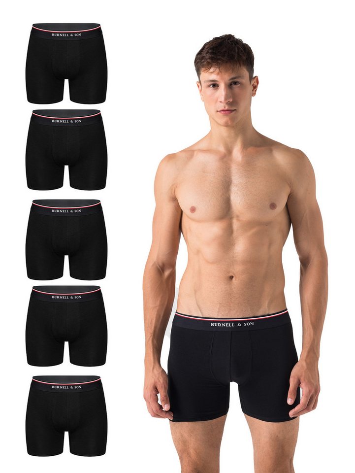 Burnell & Son Boxershorts Unterhosen aus Baumwolle für Herren Männer (Packung, Set, Spar-Pack, Spar-Packung, Spar-Set, 5-St., 5er-Pack) mit Komfortbund von Burnell & Son