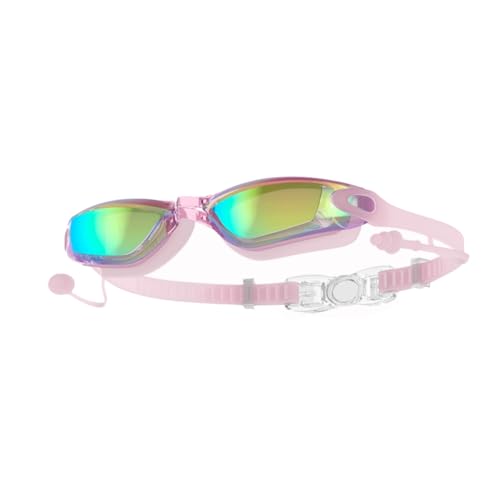 Burulria Schwimmbrille mit Ohrstöpsel-Design, Wasserdicht, Beschlagfrei, UV-Beständig, Geeignet für Männer, Frauen und Jugendliche, Rosa von Burulria